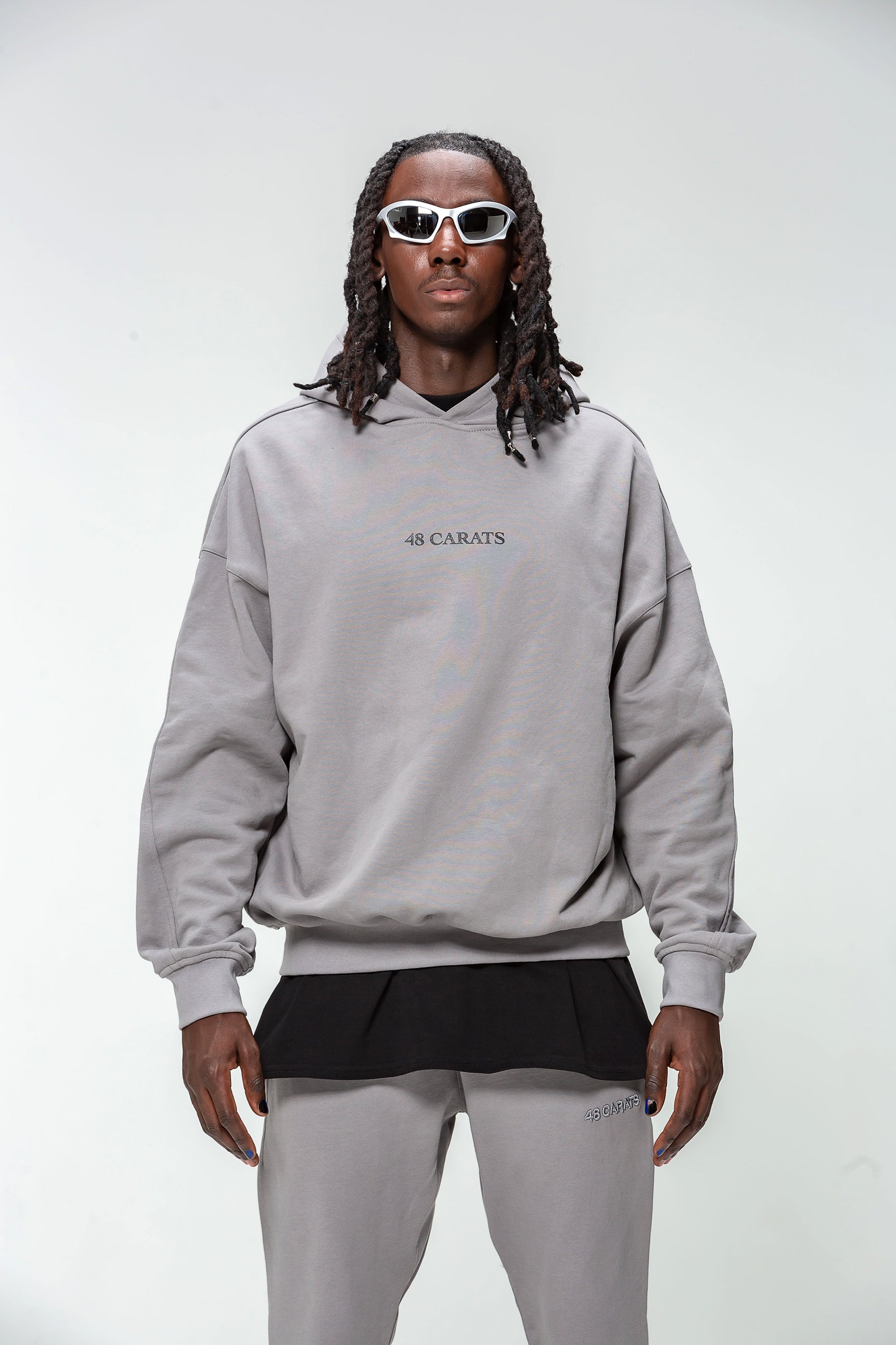 Sweat Capuche Gris Logo Diamant