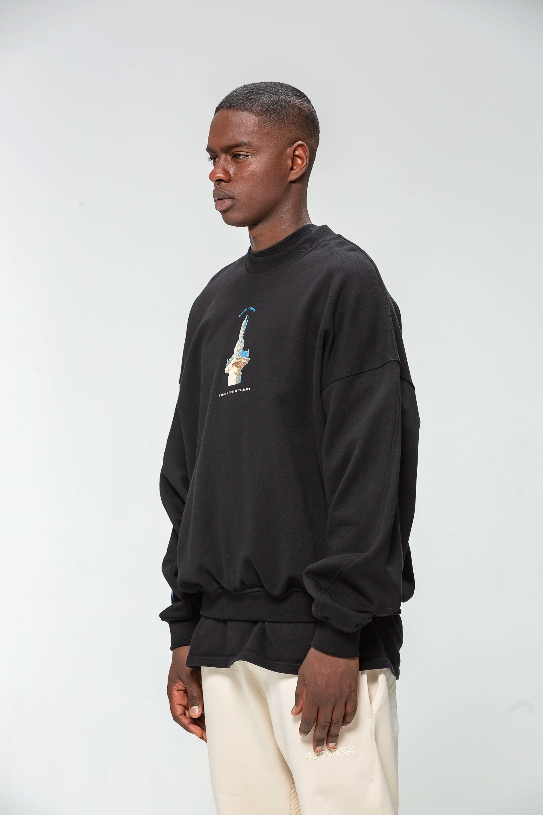 Sweatshirt Collar Black x CARRE VOLTAIRE