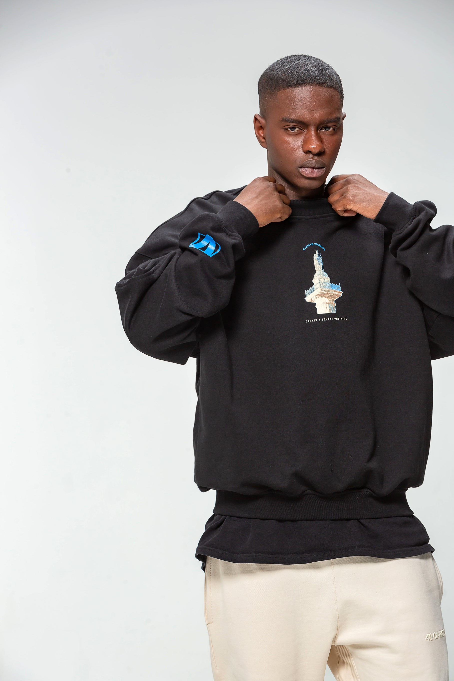Sweatshirt Collar Black x CARRE VOLTAIRE