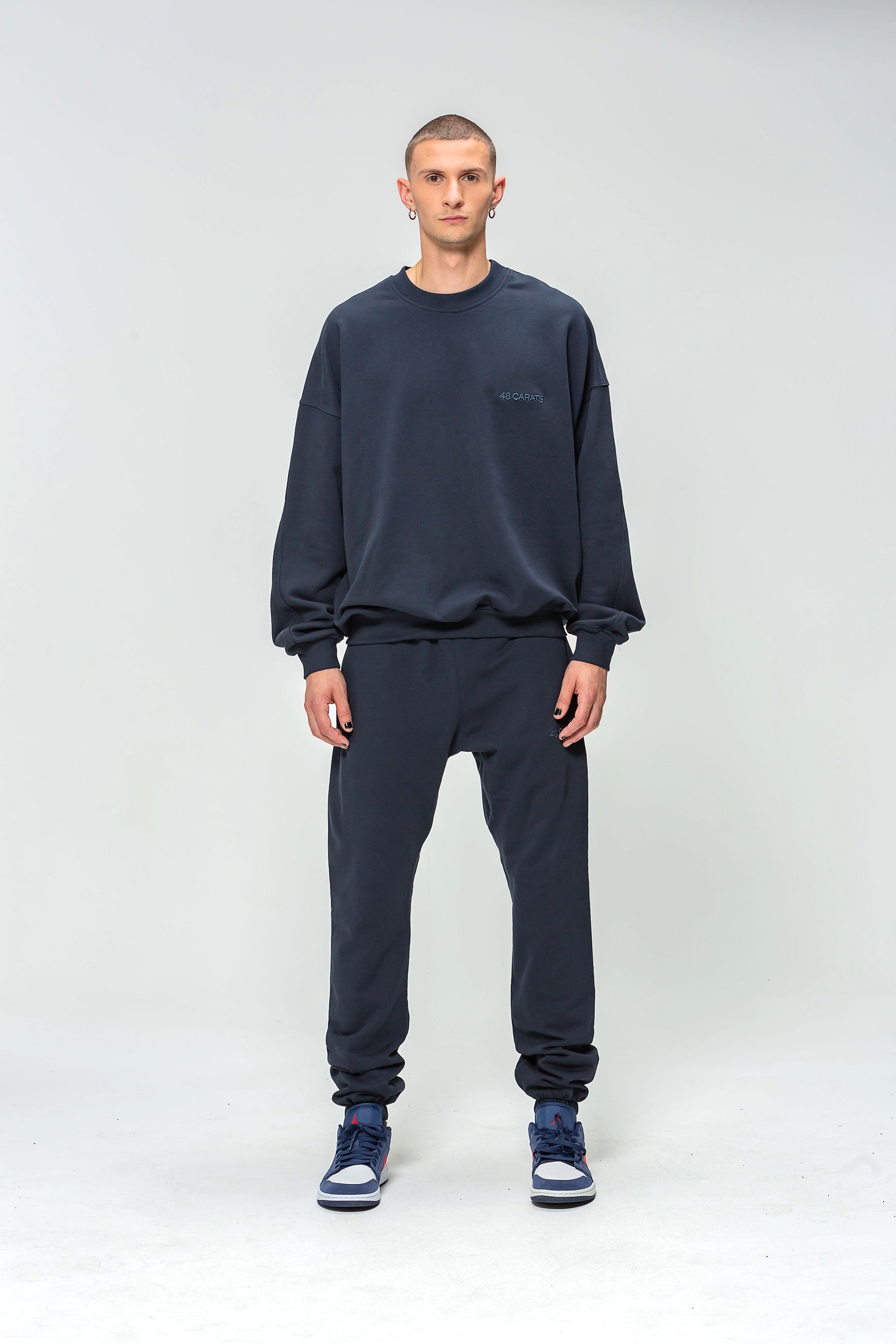 Navy Embroidered Logo Jogging Bottoms
