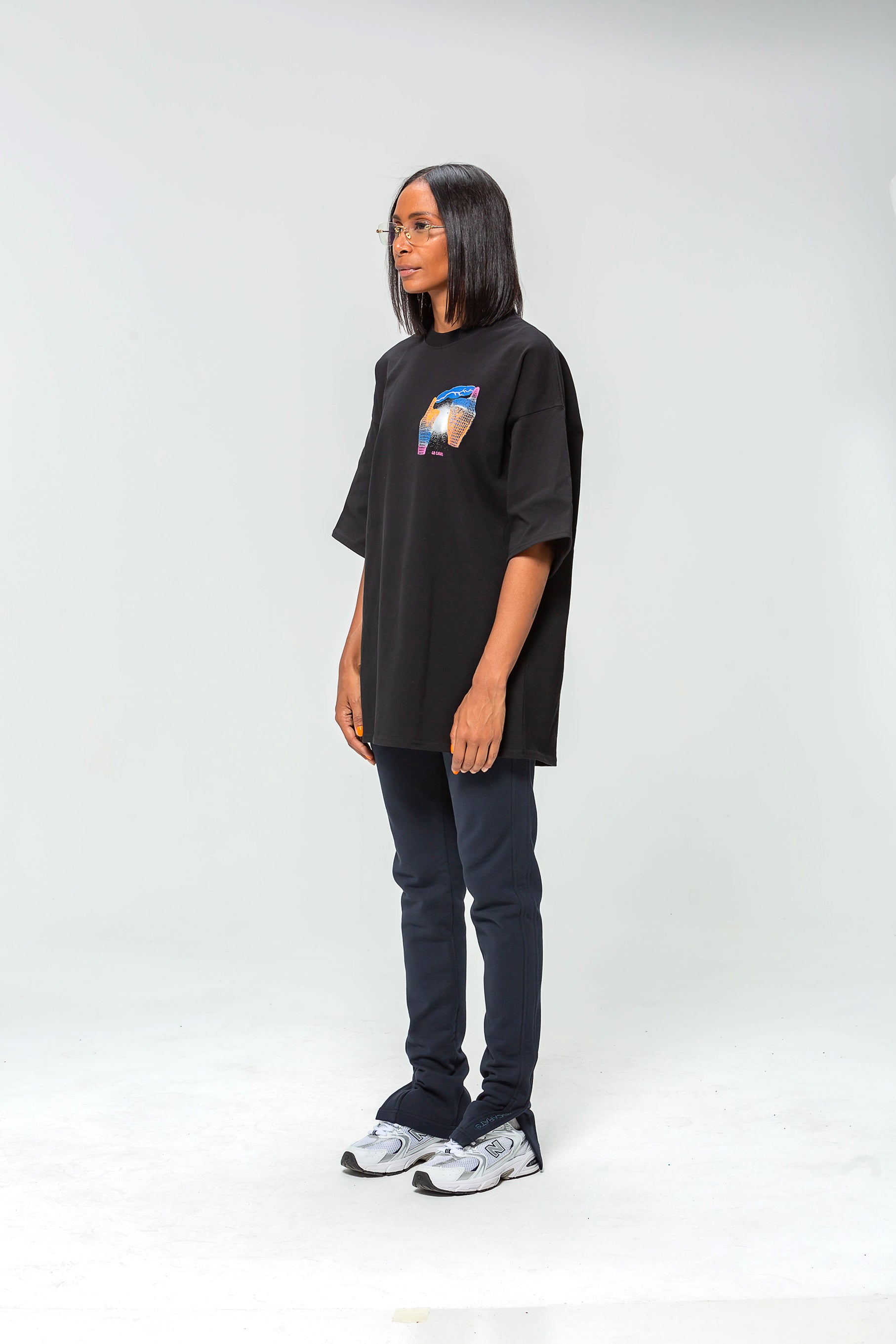 Black Oversize World control T-shirt